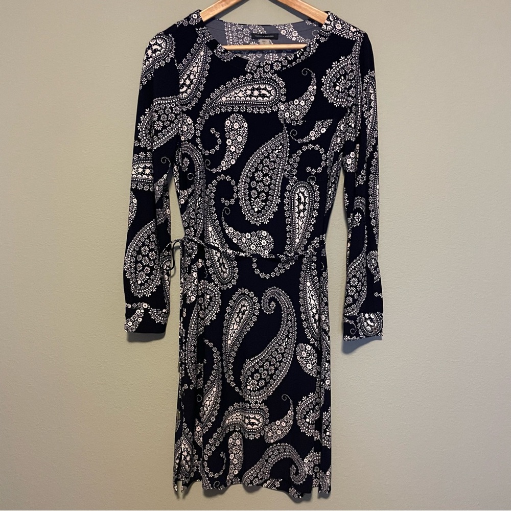 Tommy Hilfiger Navy Paisley Long Sleeve Dress - Size 6